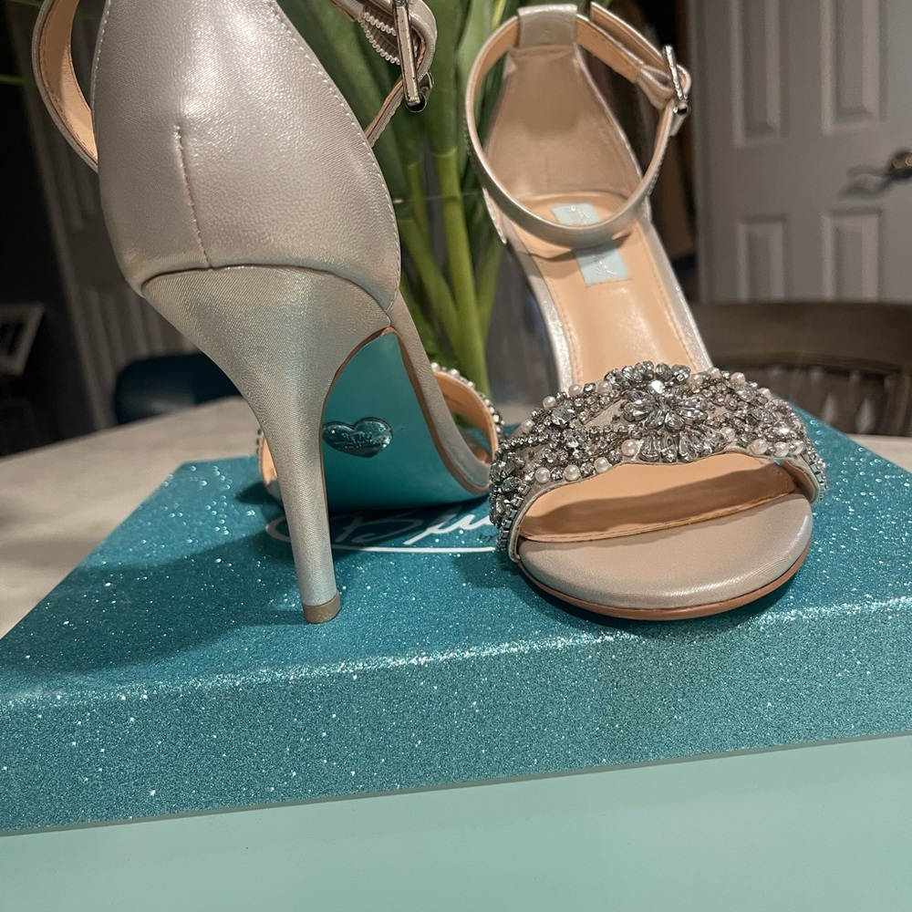 Elegant Silver Embellished Heels